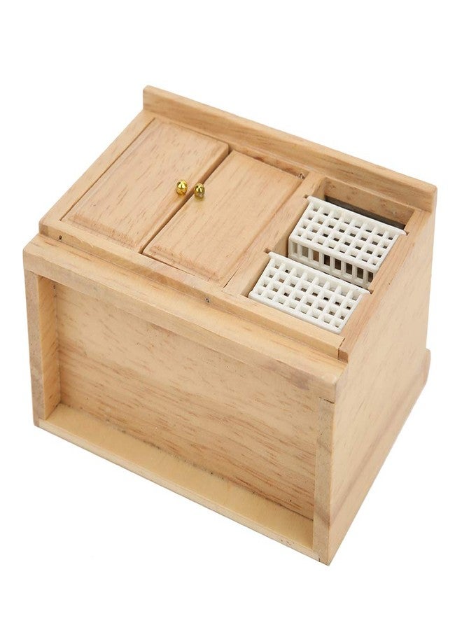 Srliya 1:12 Scale Realistic/Brown Miniature Furniture Dollhouse Kitchen Dish Washing Table with Baskets - Image 4